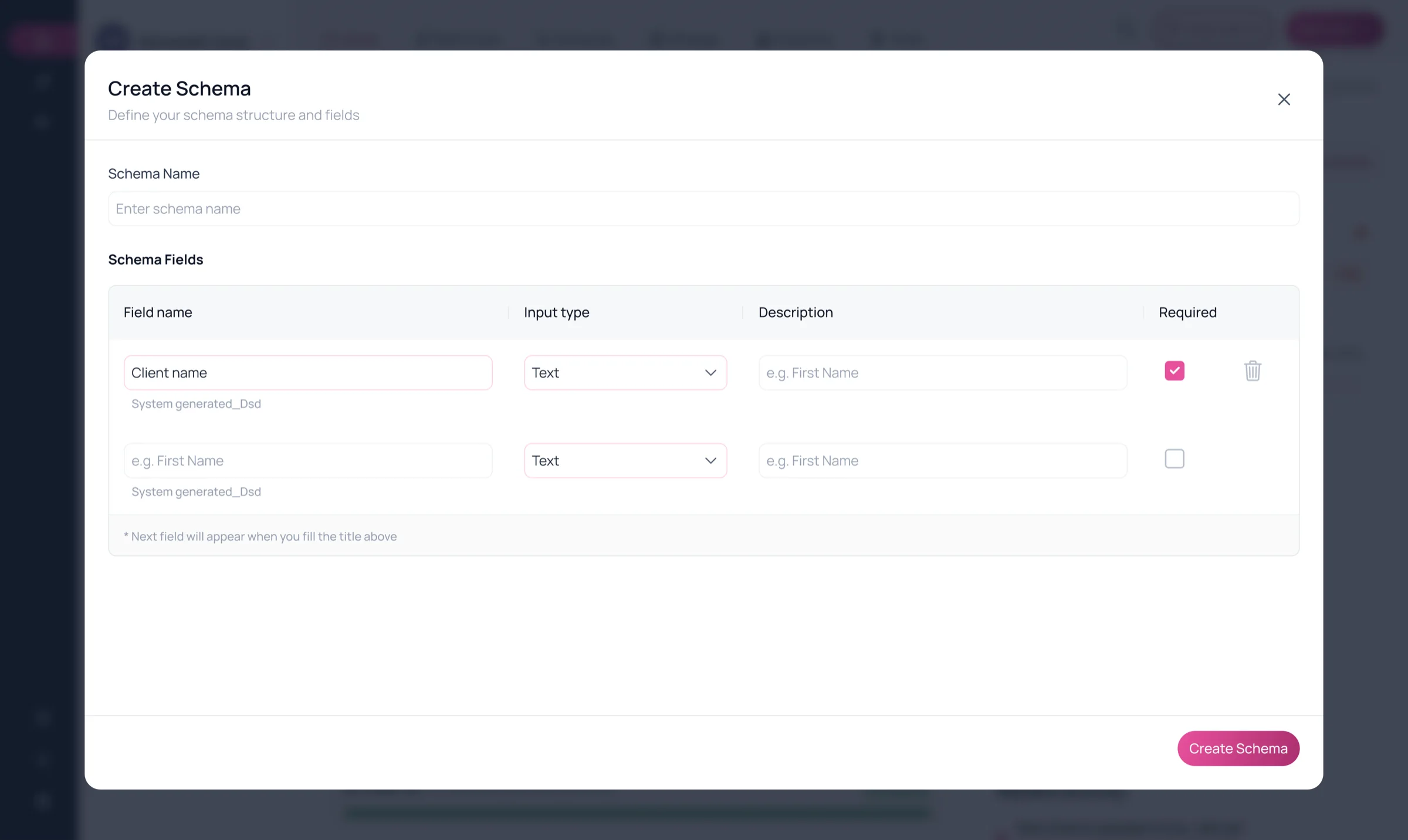 Create schema